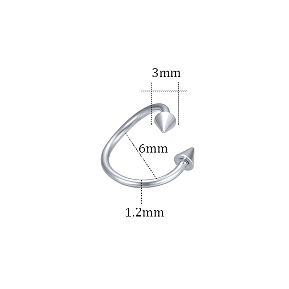 Женское кольцо для носа, нержавеющая сталь, перегородка хряща, пирсинг, трагус, спираль, пирсинг для бровей, серьги, сексуальное ювелирное изделие - Окраска металла: style-4-6
