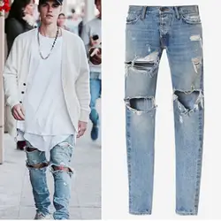 2018 летние обтягивающие джинсы Для мужчин узкие джинсы Для мужчин s Повседневное тертые хлопковые Дизайнерская одежда джинсы Masculino Жан Homme