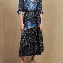 Летняя новая цветочный принт Этническая длинная юбка женская плиссированная юбка