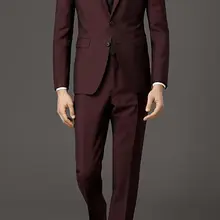 Индивидуальный заказ бордовый мужские свадебные Пром ужин Костюмы итальянский Стиль человек костюм 2 шт. Slim Fit Жених Смокинги для женихов(куртка+ Брюки для девочек