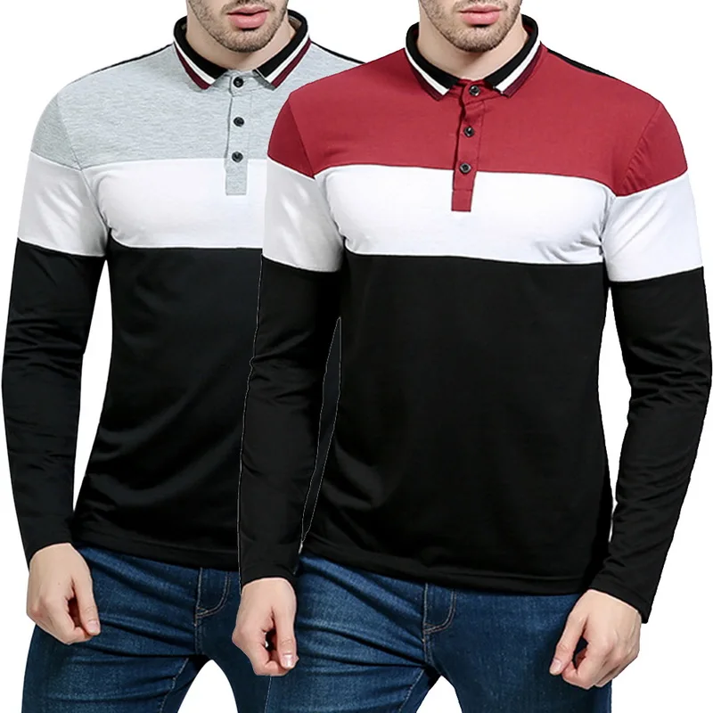 Men/'s T-Shirts Long Sleeve Tshirt Stripe Slim Blouse Business Casual Shirts Tops