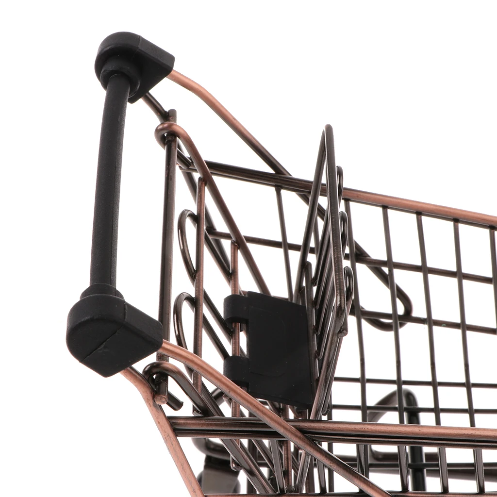 Mini Metal Supermarket Shopping Cart Utility Storage Trolley Kids Pretend Play Toy 