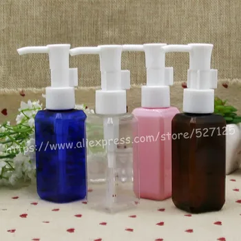 

50ml pretty colors square PET bottle with white plastic pump.lotion/hand wash/Shampoo/moisturizer/facial water PET bottle