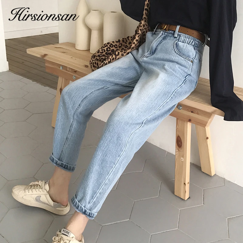 

Hirsionson Loose Boyfriend Straight Jeans Women High Waist Mom Jeans Korean Summer Autumn Pants Vintage Pants for Lady Girls