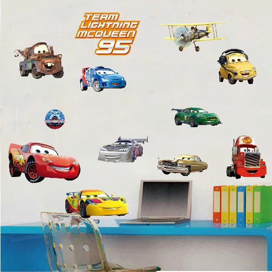 Cartoon Cars Wall Stickers Decals for Boys Room Decor Mater Movie Wall