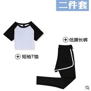 Женский комплект из 2 предметов, комплекты для йоги, быстросохнущая футболка+ штаны, спортивная одежда для женщин, спортивная одежда для фитнеса тренировок, одежда для бега, femme - Цвет: white tshirt-pants