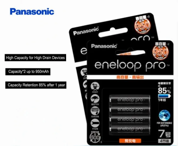 Panasonic pro высокая прозрачность и Ёмкость 950 мАч 8 шт./упак. батареи сделано в Японии Металл-гидридных или никель предзаряженный Перезаряжаемые элементов питания типа AAA
