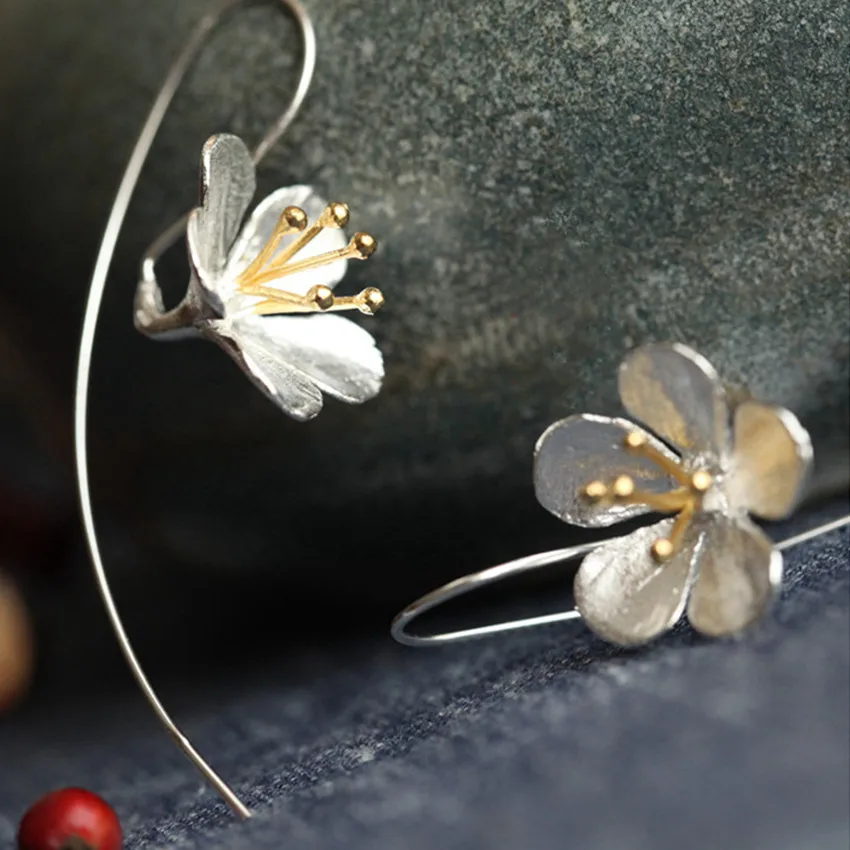 Женские серьги из серебра 925 пробы с цветами|fashion long earrings|long earringslong earings fashion |