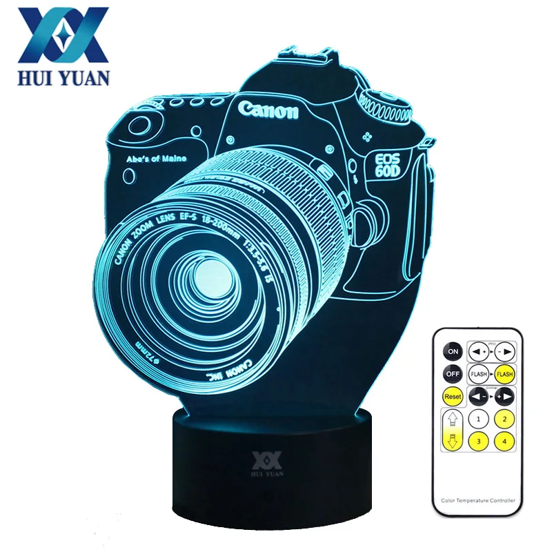 Canon Cameras 3D Night Light RGB Changeable Mood Lamp LED Light DC 5V USB Decorative Canon Table