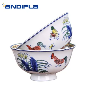 

4.5/5.5/6 Inch Jingdezhen Ceramic Bowl High Quality Bone china Chicken Pattern Art Tableware Container Ramen Bowls Soup Bowls