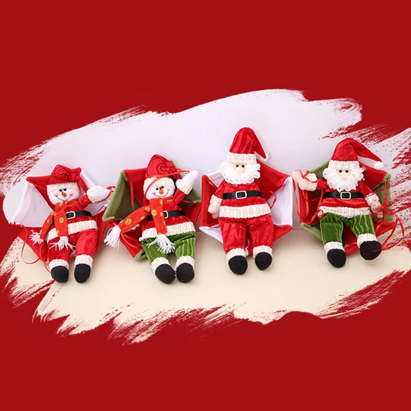 Christmas Home Ceiling Decorations Parachute 30cm Santa Claus Smowman New Year Hanging Pendant Decoration Supplies In Drop Ornaments