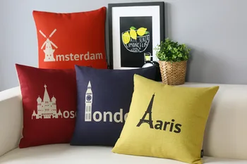 

European Cities Pure Yellow Blue Red Pillow s,Simple Modern Pillow Cushion , Pillow home decoration sofa cushions