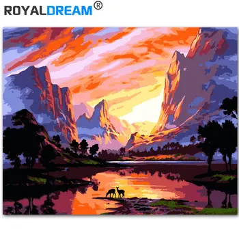 

ROYALDREAM Landscape DIY Digital Oil Painting By Numbers Canvas Painting For Living Room Wall Art