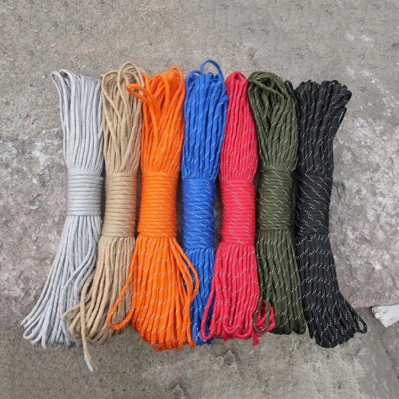 9 ستراند قلادة متوهجة ومضيئة في الظلام و عاكس Paracord 100FT المظلة الحبل