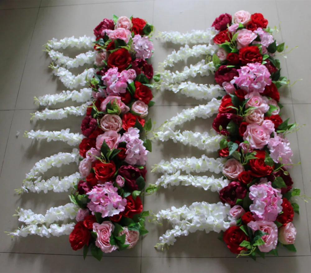 

Flower all over the bay Artificial arch flower line Silk green leaves Rose hydrangea road Cihui wedding background wall decorati