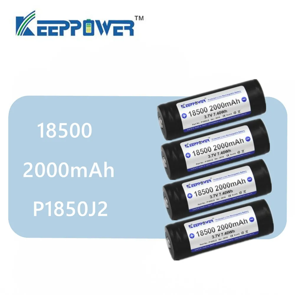 4 шт KeepPower P1850J2 18500 2000mAh литий-ионная аккумуляторная батарея с защитой 3 7 V Прямая