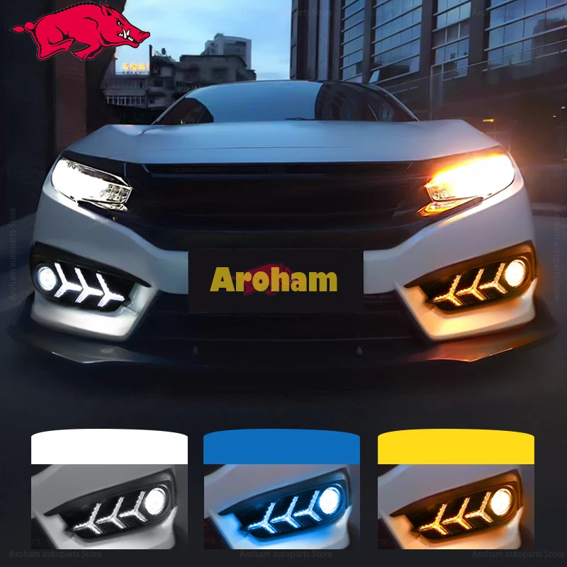 

Turn signal lights decorative aircraft fishbone modified daytime running LED angel eye fog for civic x 10th 2018 2017 car stylin