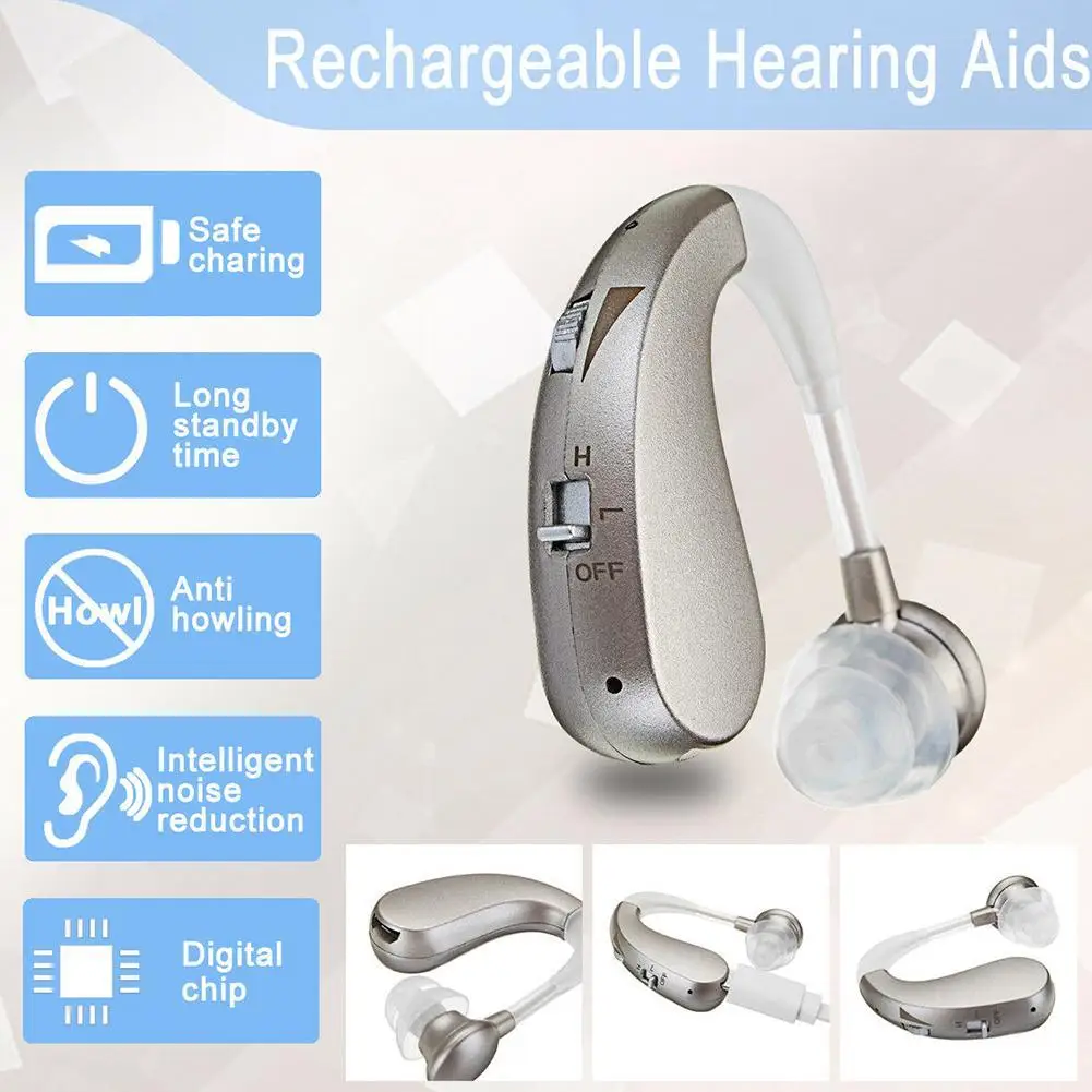 Перезаряжаемый цифровой слуховой аппарат, умный шумоподавитель, звуковые усилители, беспроводные слуховые аппараты для пожилых людей, умеренная и тяжелая потеря