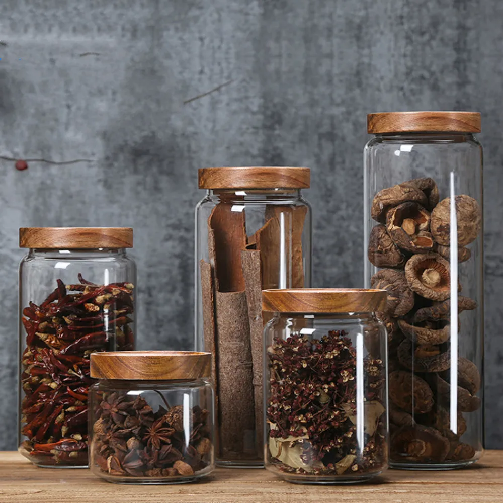 Glass Sealed Storage Bottles With Lid For Spices Food Storage Container Moisture-proof Kitchen Goods Confectioner LM01121141