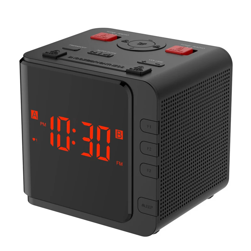 12/ 24 Hours Am/fm Radio Clock , Red Led Large Number Display Desktop