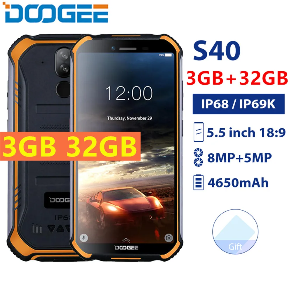 Мобильный телефон DOOGEE S40 4G сеть прочный дисплей 5 дюйма 4650 мАч четырехъядерный MT6739