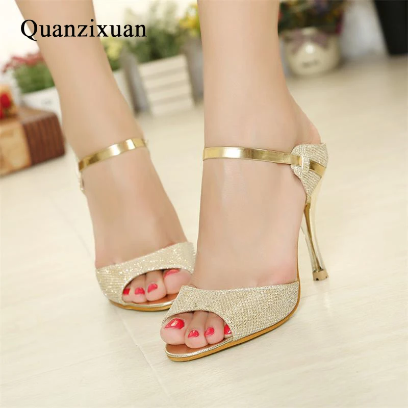 

Women Sandals Fashion High Heels Sandals Gold Sliver Women Shoes Beautiful Women Sandalias Tenis Feminino Women Heels Female