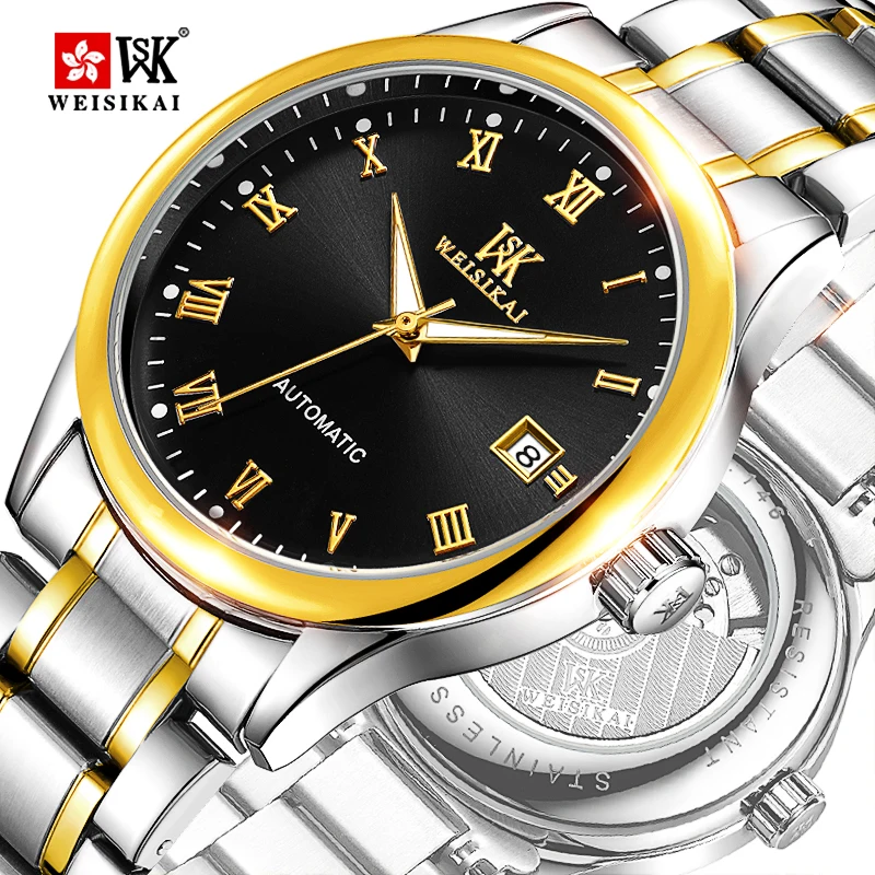 

WEISIKAI Automatic Self-wind Watch Men Wrist Automatic Retro Watches Men Waterproof Luxury Diamond Watch man Dress wristwatch