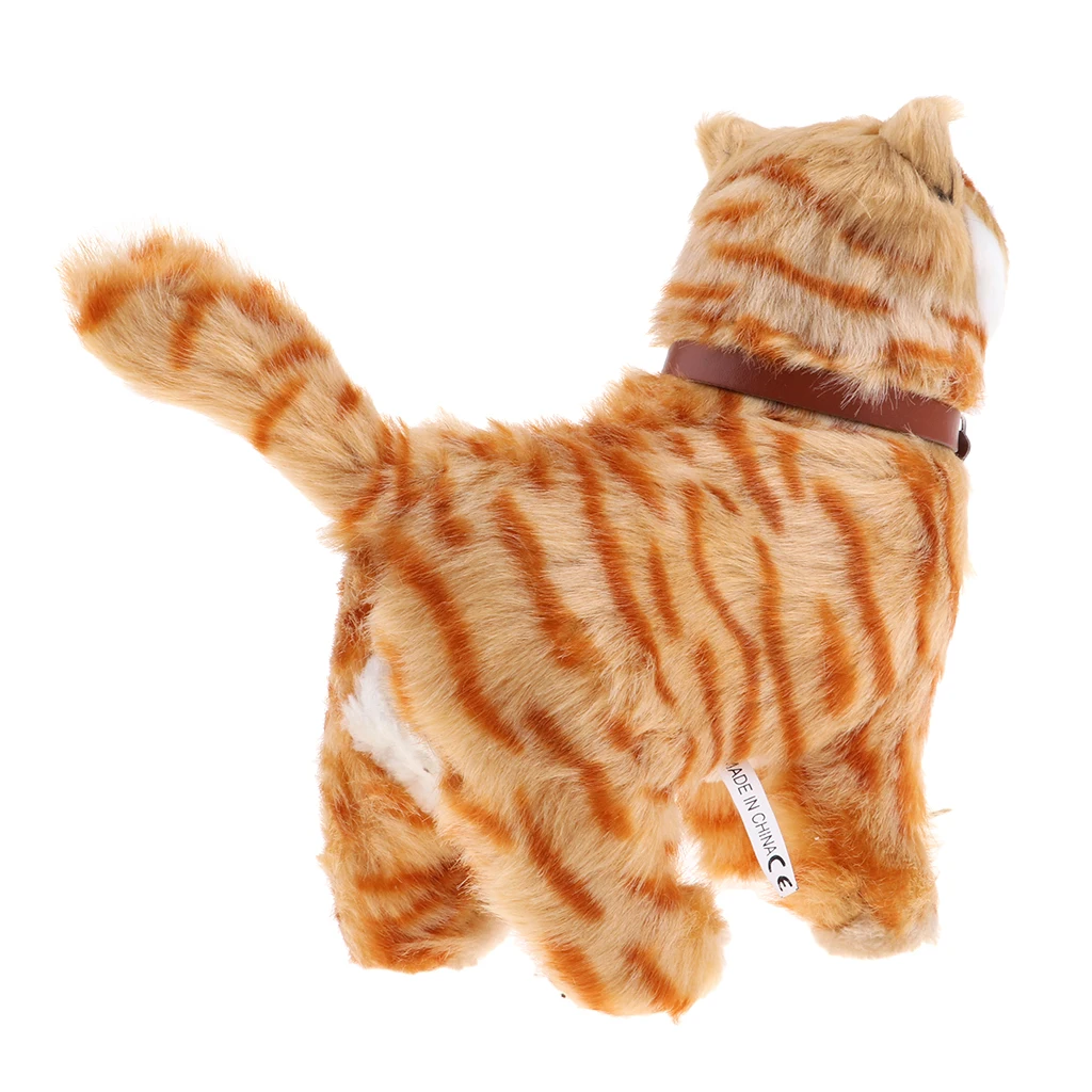 Electronic Music Pet Soft Stuffed Plush Cat Animal Toys Walking Cat Meow Toys Battery Operated Kids Children Toys Birthday Gifts