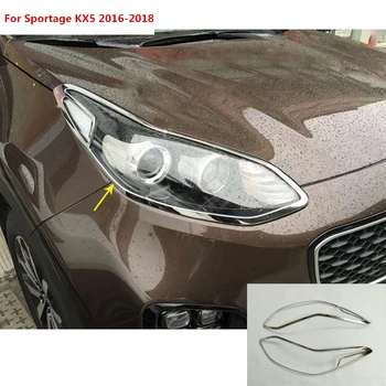 

Car body front head Light lamp hood Molding detector frame stick ABS Chrome trim part 2pcs for Kia Sportage KX5 2016 2017 2018