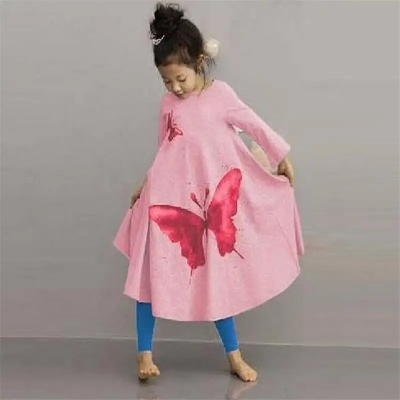 Горячая Распродажа, новое платье с принтом бабочки для маленьких девочек 2-8 лет, детские пляжные платья для девочек, одежда для маленьких девочек