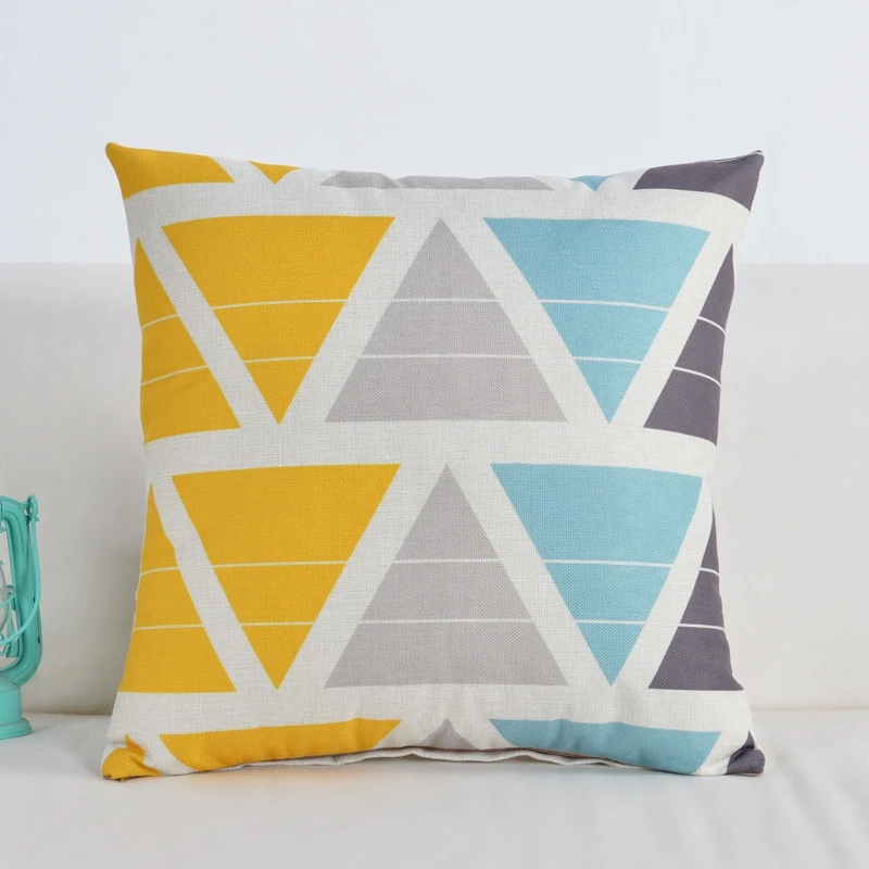 Наволочка для подушки в скандинавском стиле, желтый, синий, серый, геометрический узор, хлопок, лен, олень, декоративная наволочка для дивана, дома