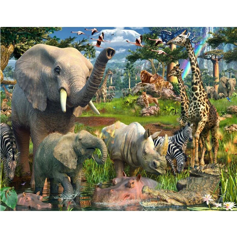 

DIY 5D Diamond Embroidery Diamond Mosaic Jungle Elephants full square Mosaic Diamond Painting Cross Stitch Home Decor JS3908