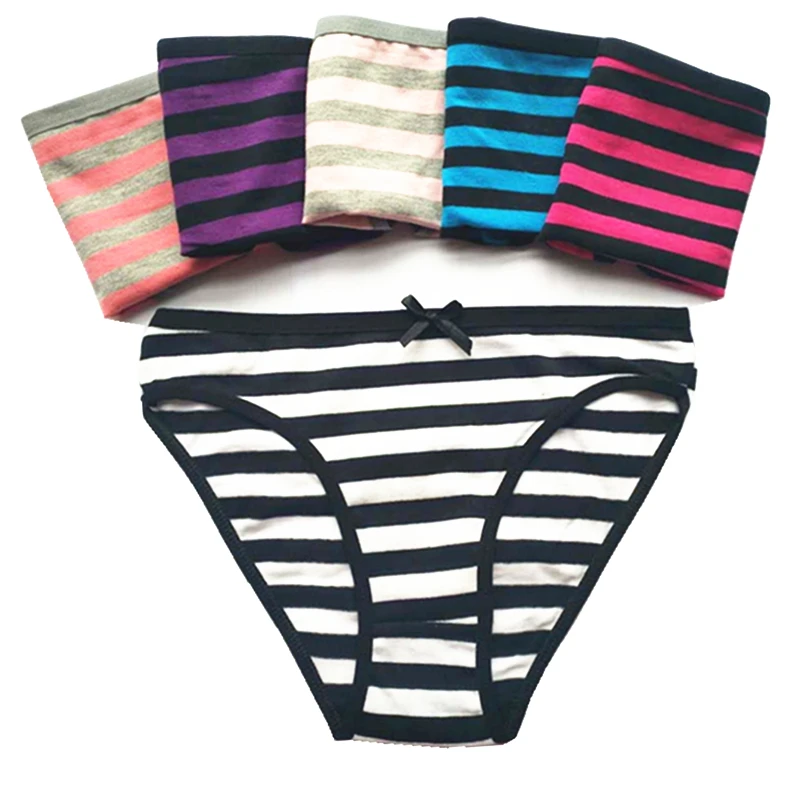 

3pcs/Pack! New Women's Panties Cotton Lingerie Underpants Stripes Girl Briefs bikini Underwear Sexy Ladies Briefs