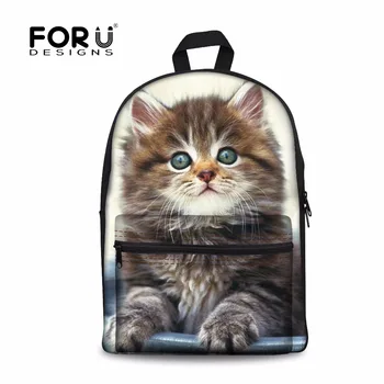 

FORUDESIGNS Fashion Women Backpacks Canvas Shoulder School Bags Cute 3D Cat Animal Print Schoolbags for Teenager Girls Mochilas