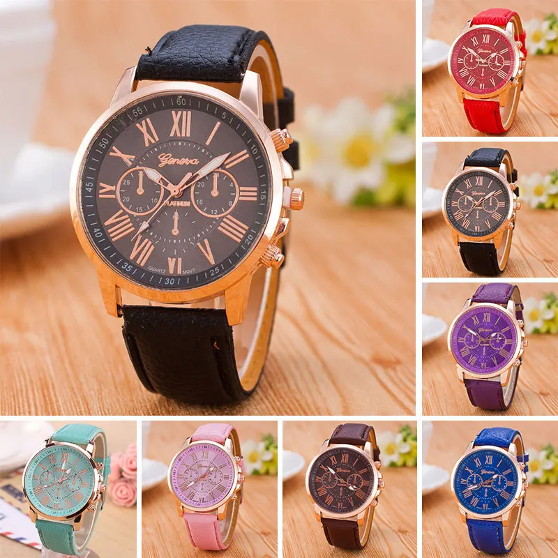 1/шт повседневные наручные часы для женщин Многоцветный PU Кожаный ремешок кварцевые часы деловые простые наручные часы