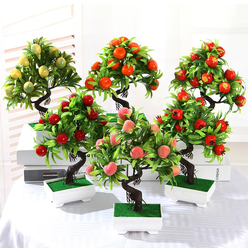 Artificial Fruit Bonsai Plants Apple Orange Fruit Tree Potted For Home Living Room Decoration Flower Set Shop Hotel Party Decor Artificial Fruits Aliexpress