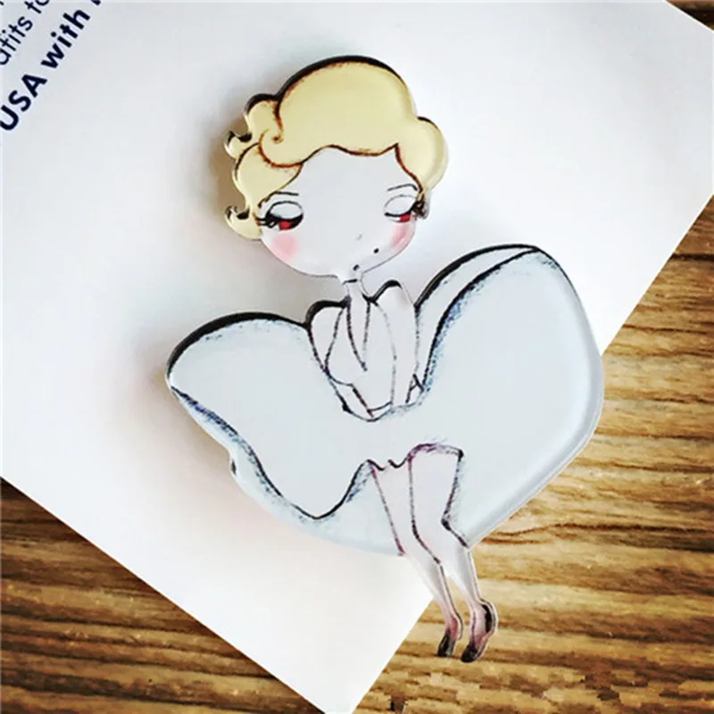 

1Pcs Kawaii Cartoon Shaped Marilyn Monroe Classic Icons Women Acrylic Pin Badge Backpack Clothes Decoration Badges