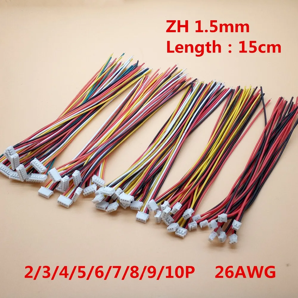 Коннектор JST Mini Micro ZH 150 мм 10 шт. длина 1 5 2/3/4/5/6/7/8/9/10 Pin с одним штекером и проводами кабели 15 см|Соединители| |