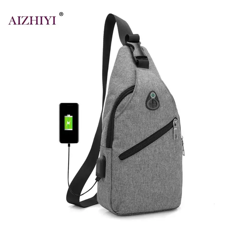 

Men Nylon Chest Pack Mulitifunction Potable Shoulder Bag for Male Solid Simple Handbag USB Charge Casual Crossbody Bag 2018