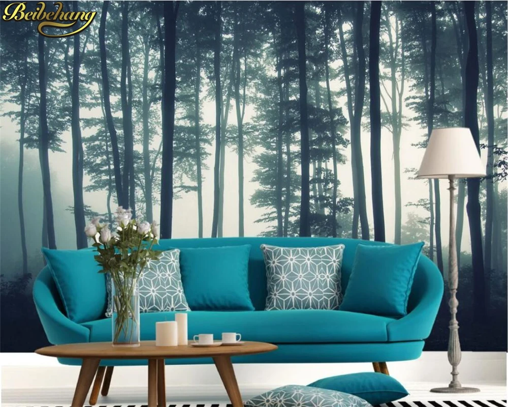 Обои на заказ фотообои настенные наклейки Misty Jungle Background Wall papel de parede обои для