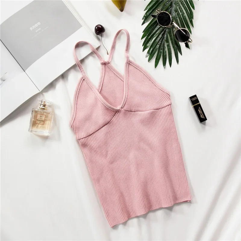 

Summer Solid Slim Women Tank Tops Sleeveless Knitted Camis Tees For Woman Sexy Top White Black Multicolor Vest 2019 New Arrival
