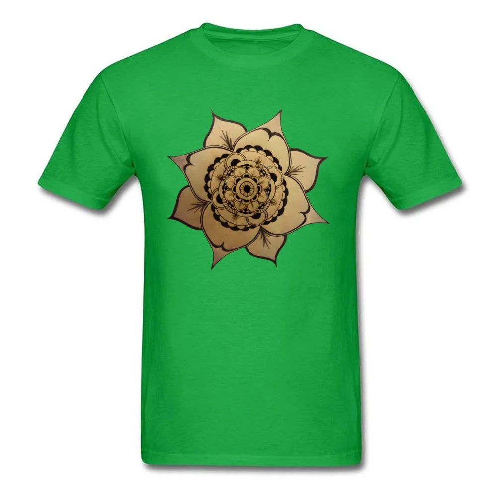 Mandala 100% Cotton Birthday T Shirt Fashion Short Sleeve Men T-shirts Geek Mother Day Tees Round Neck Drop Shipping Mandala green