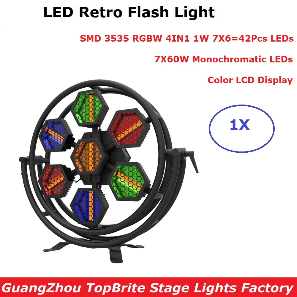 

Light Music 7X60W Retro Flash Light With 42Pcs RGBW 4IN1 DMX Stage Lighting Effect Dj Wash Light DMX LED Strobe Light Party Club
