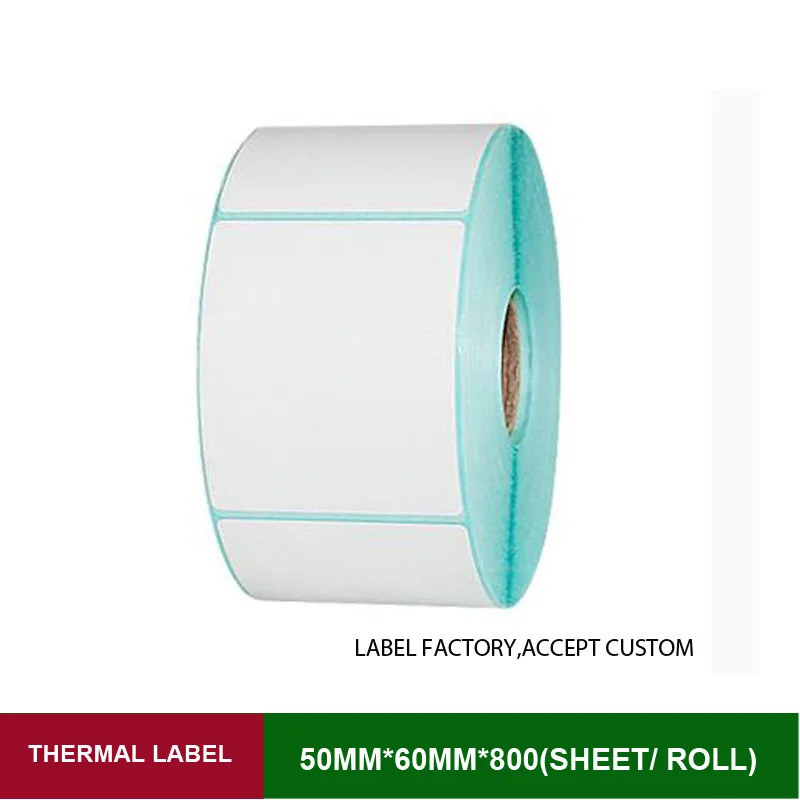 

Thermal adhesive stickers 50*60mm label paper rolls printed 800 sheets of rolling papers for price tag with barcode and shipping