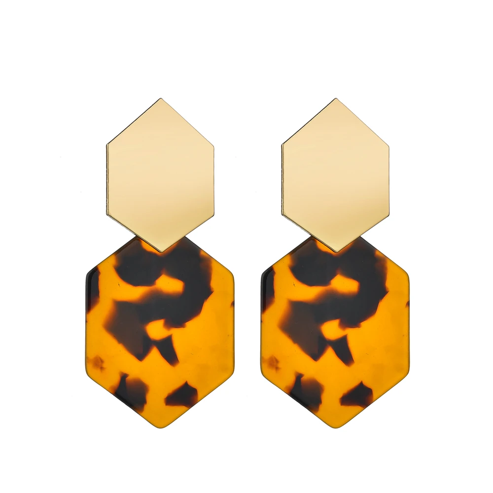 

Trendy 2019 Geometric polygon Alloy Drop Earring For Women Punk Colorful Acrylic statement Dangle Earring Party Jewelry Femmina