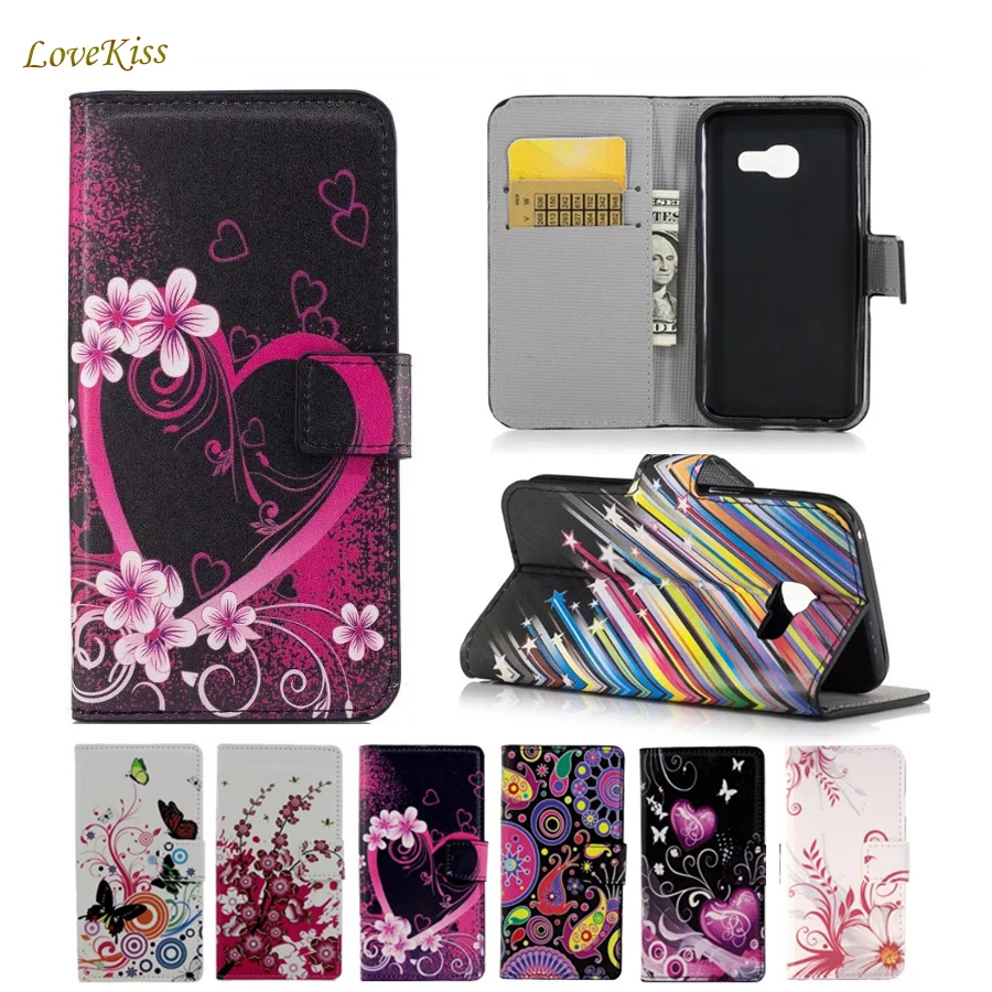 

Leather Wallet Case For Samsung Galaxy Ace 4 LTE G313H SM-G313F Neo DUOS SM-G318H V Plus G318 Phone Cases Back Cover Flower Bag