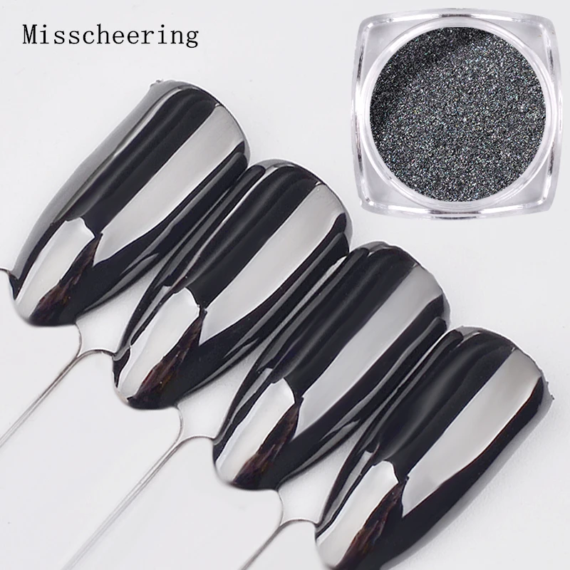 Limited Chance of  1g/box Super Magic Mirror Black Nail Glitter UV Gel Polish Chrome Nail Art Pigment Dust Manicure De