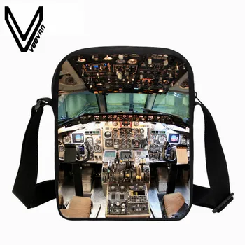 

VEEVANV Fashion Men's Messenger Bags Aircraft Cabin Printing Handbags Casual Space Cockpit School Shoulder Bags Crossbody Purse