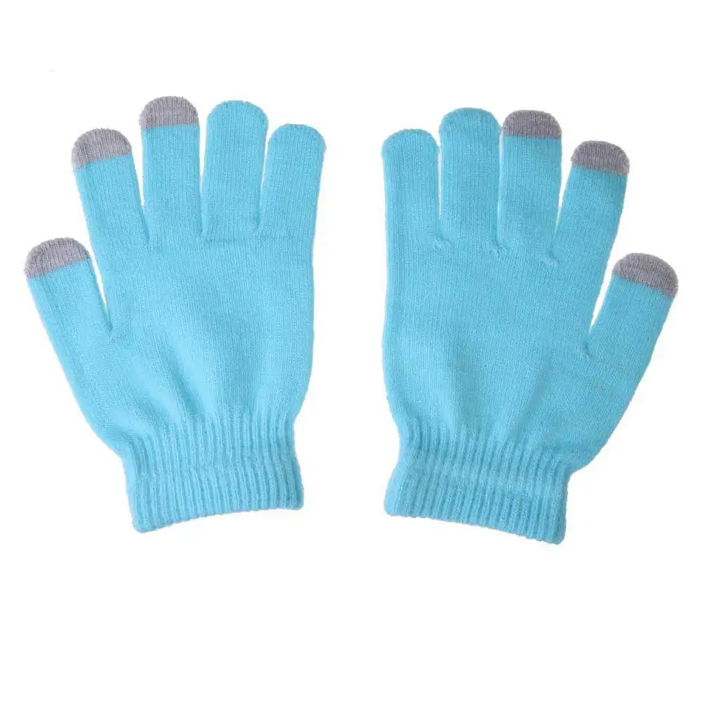1 пара унисекс Зимние теплые емкостные вязаные перчатки грелка для рук для сенсорного экрана смартфон - Цвет: Light blue