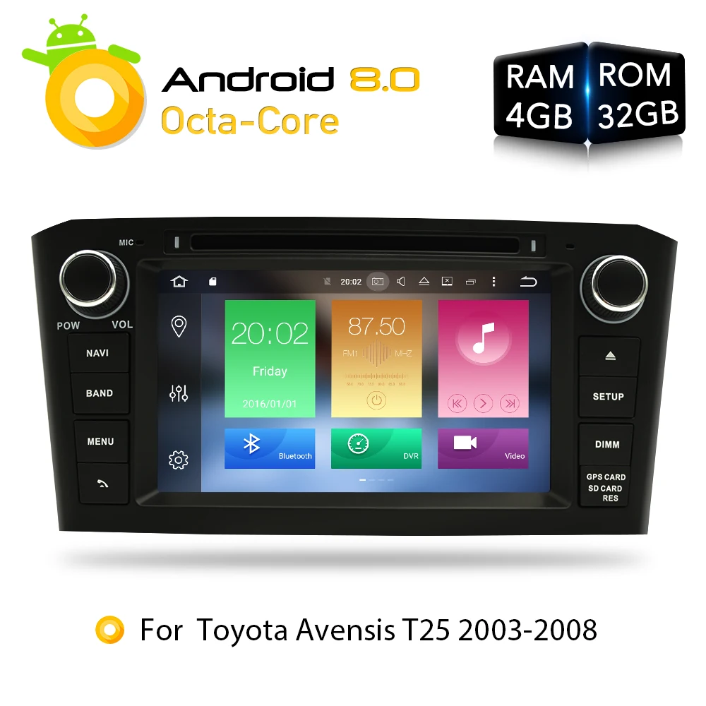 

Android 9.0 4G RAM Car DVD Stereo Multimedia Headunit For Toyota Avensis/T25 2003-2008 Auto Radio GPS Navigation Video Audio